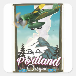 Portland, Oregon Vintage Reiseplakat Quadratischer Aufkleber