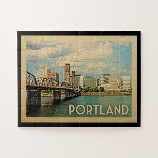 Portland Oregon Vintage Travel Puzzle (Horizontal)