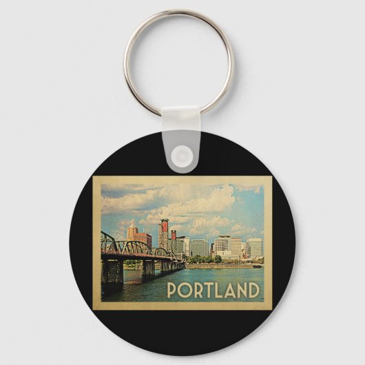 Portland Oregon Vintage Travel Schlüsselanhänger (Vorderseite)