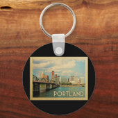 Portland Oregon Vintage Travel Schlüsselanhänger (Vorderseite)