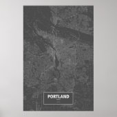 Portland, Oregon (weiß auf schwarz) Poster (Vorne)