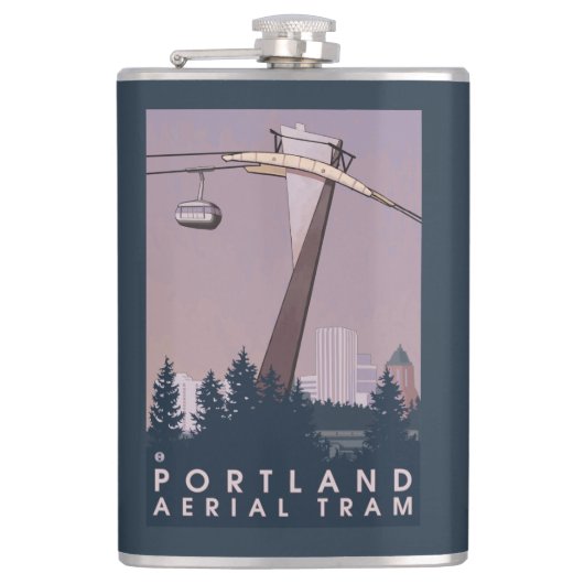 Portland, OregonAerial Tram-Szene Flachmann (Vorderseite)
