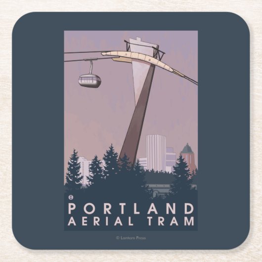 Portland, OregonAerial Tram-Szene Rechteckiger Pappuntersetzer (Vorderseite)
