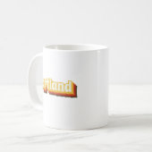 Portland Retro Vintager Text Kaffeetasse (Vorderseite Links)