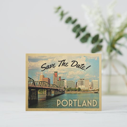 Portland Save the Date Oregon Ankündigungspostkarte (Stehend Vorderseite)