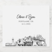 Portland Sketch Sehenswürdigkeiten Personalisierte Bierflaschenetikett (Einzelnes Label)