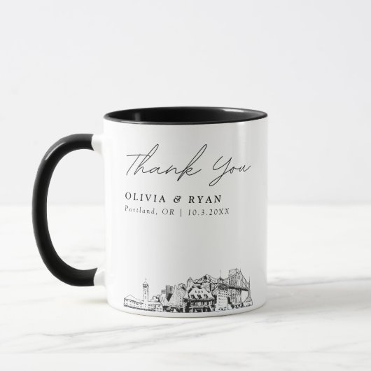 Portland Skyline Sketch Simple Custom Wedding Tass Tasse (Links)
