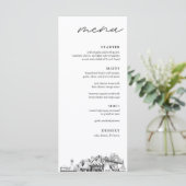 Portland Skyline Sketch Wedding Dinner Menu Menükarte (Stehend Vorderseite)