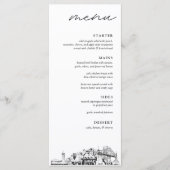 Portland Skyline Sketch Wedding Dinner Menu Menükarte (Vorderseite)
