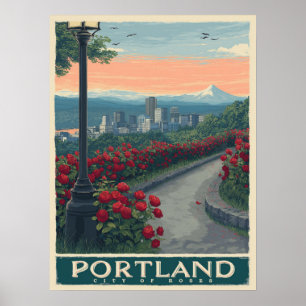 Portland Stadt der Rose - Rose Garten & Skyline Poster