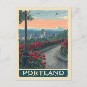 Portland Stadt der Rose - Rose Garten & Skyline Postkarte