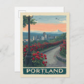 Portland Stadt der Rose - Rose Garten & Skyline Postkarte (Vorne/Hinten)