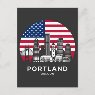 Portland Stadt Oregon Amerikanische Flagge Postkarte