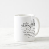 Portland Stylized Skyline | Benutzerdefinierter Sl Kaffeetasse (VorderseiteRechts)