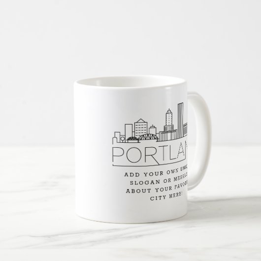 Portland Stylized Skyline | Benutzerdefinierter Sl Kaffeetasse (VorderseiteRechts)