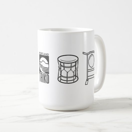 Portland Taiko Large Line Art Mug Kaffeetasse (VorderseiteRechts)