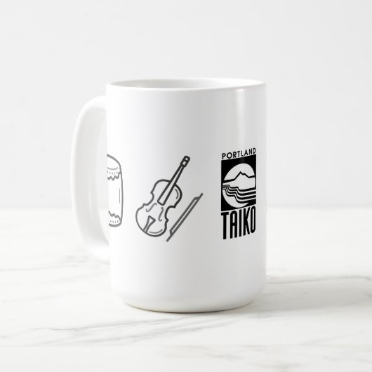 Portland Taiko Large Line Art Mug Kaffeetasse (Vorderseite Links)