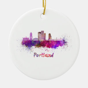 Portland V2 skyline im Watercolor Keramik Ornament