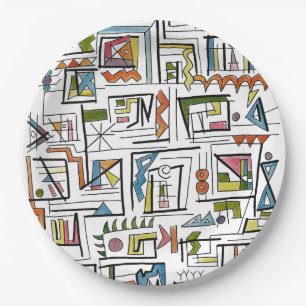 Portland-Verspielte abstrakte geometrische Kunst Pappteller