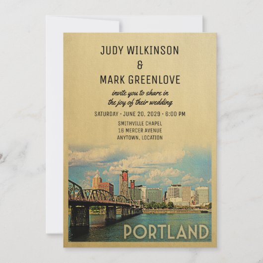 Portland Wedding Invitation Oregon Einladung (Vorderseite)