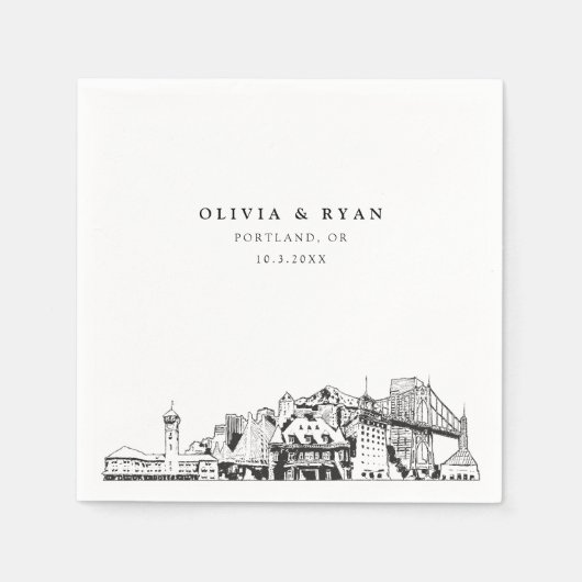 Portland Wedding Paper Cocktail Napkin Serviette (Vorderseite)
