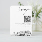Portland Wedding RSVP QR Code Small Begleitkarte (Stehend Vorderseite)