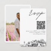 Portland Wedding RSVP QR Code Small Begleitkarte (Vorne/Hinten)