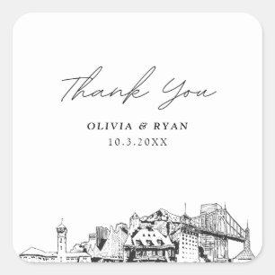 Portland Wedding Sehenswürdigkeiten Vielen Dank Quadratischer Aufkleber