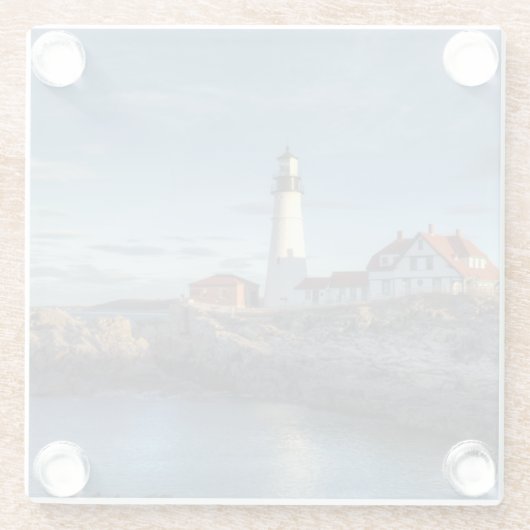 Portlandhauptleuchtturm Glasuntersetzer (Rückseite)