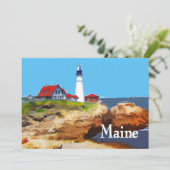 Portlandhauptleuchtturm Maine Einladung (Stehend Vorderseite)