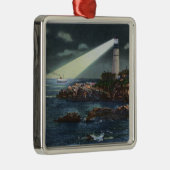 Portlandhauptleuchtturm nachts silbernes ornament (Rechts)