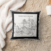 Portmeirion North Wales Pen Ink Sketch Schwarz-wei Kissen (Decke)