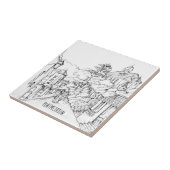 Portmeirion North Wales Pen und Ink Sketch Fliese (Seite)