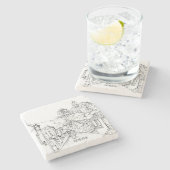 Portmeirion North Wales Pen und Tintenzeichnung Steinuntersetzer (Seitenansicht)