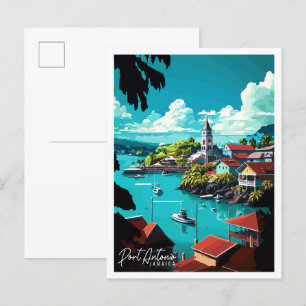 Porto Antonio Jamaica Vintage Illustration Postkarte