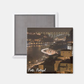 Porto bei Nacht Magnet (Vorderseite/Rückseite)