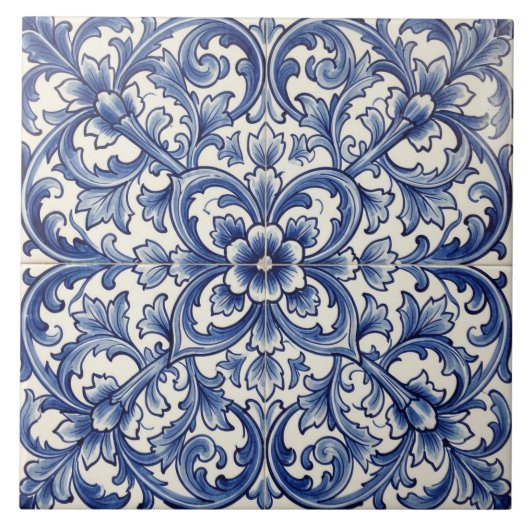 Porto Blue Blossom Fliese (Vorderseite)