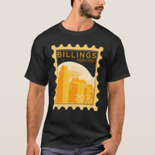 Porto-Briefmarke mit Sonnenuntergang in Rechnung T-Shirt