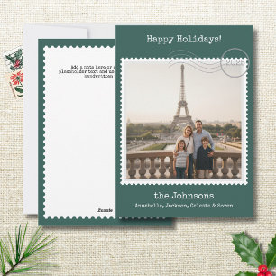 Porto Briefmarken Square Foto Green Holiday Card Feiertagskarte