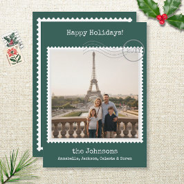 Porto Briefmarken Square Foto Green Holiday Card Feiertagskarte