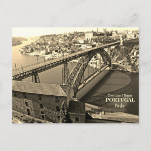 Porto-Brücke über den Douro-Fluss, Portugal, Sepia Postkarte