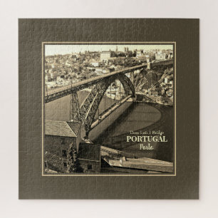 Porto-Brücke über den Douro-Fluss, Portugal, Sepia Puzzle