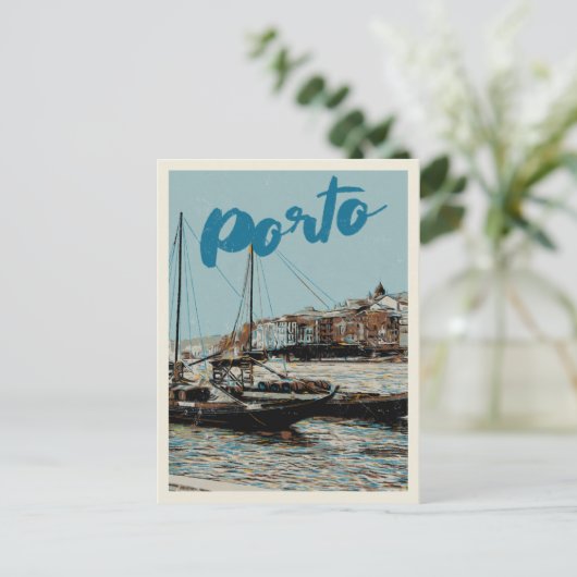 Porto Douro Flussdarstellung Portugal Postkarte (Stehend Vorderseite)