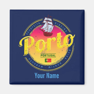 Porto in Portugal Schiff Retro Sonnenuntergang Vin Magnet