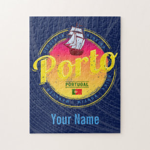 Porto in Portugal Schiff Retro Sunset Vintag Puzzle