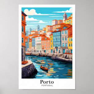 Porto Portugal Art Vintage Reise Illustration Poster