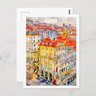 Porto Portugal Bekannte Wasserfarbskizze für Reise Postkarte