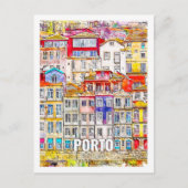 Porto Portugal Bekannte Wasserfarbskizze für Reise Postkarte (Vorderseite)