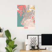 Porto - Portugal Chalk City Map Poster (Heimbüro)