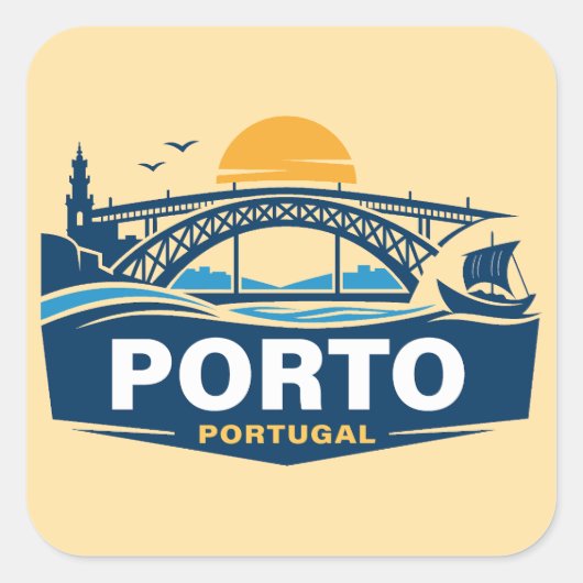 Porto Portugal Europe Quadratischer Aufkleber (Vorderseite)